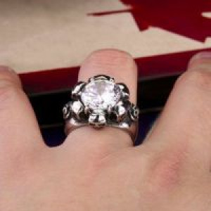  steel soldier Noble CZ lots of Skull big stone ring Fashion Punk Exaggerated ring for men or women H International BR8-007 -  