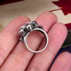  steel soldier Noble CZ lots of Skull big stone ring Fashion Punk Exaggerated ring for men or women H International BR8-007 -  