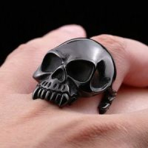  Steel soldier 2015 new Designed products Man's Vampire Skull Ring ALCHEMY GOTHIC high Quality B International BR8-149_BK -  