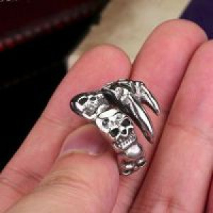  Steel soldier New Open Skull Hand Ring Stainless Steel Man's Fashion Jewelry Biker Punk Jewelry International BR8-146 -  