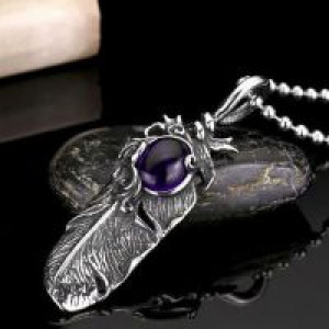  Steel soldier new arrival punk feather sapphire man pendant necklace stainless steel fashion jewelry International BP8-112_BL -  