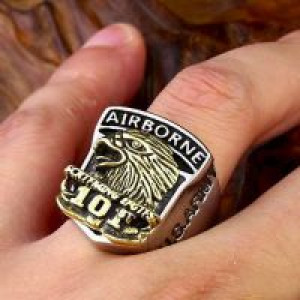  -  steel soldier 316l stainless steel men American the airborne screaming eagles ring personality punk International BR8-290 -  