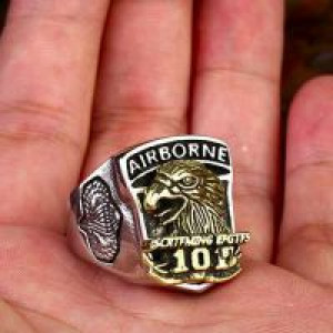  -  steel soldier 316l stainless steel men American the airborne screaming eagles ring personality punk International BR8-290 -  