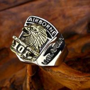  -  steel soldier 316l stainless steel men American the airborne screaming eagles ring personality punk International BR8-290 -  