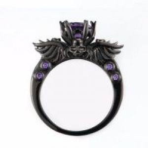  Black Gold Filled Amethyst Ring Sets Vintage Skull Shaped Ring AAA CZ Diamond Fashion Jewelry For Wo International R623 -  