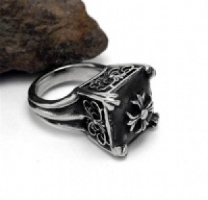  Gothic Party Male Rock Heavy Cross Ring Men's Classic Retro Punk Cool Box Stainless Steel Ring International NFSSA380 -  