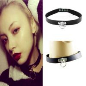 Hot 1 PCS Punk Lady Gothic Leather Choker Heart Chain Spike Rivet Buckle Collar Necklace International necklace_lable -  