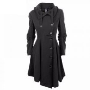  Brides Asymmetric Black Coat Stand Collar Long Sleeve Women Overcoat Elegant Single Breasted Long Sl International 11583236 -  