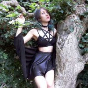  -  Women's bra black body harness sexy lingerie spandex harajuku pastel gothic pentagram cage bra International O0212_15 -  