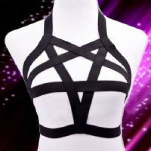  pastel goth Pentagram Harness harajuku sexy lingerie harness bra Body Cage bra Bondage 02 International o0043 -  