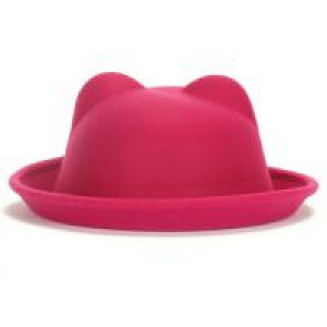  Women Fashion Vintage Wool Horn Parent-Child Bowler Fedora Hats Unisex Derby Cat Ear Cap International cat_hat_lv -  