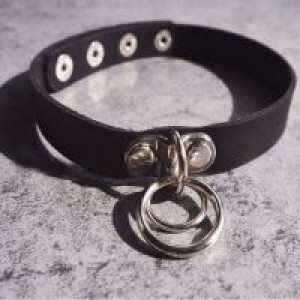  Unisex Women Men Classic Punk Rock Dark Harajuku Double O Circle Leather Collar Choker Necklace Stat International Harajuku_Choker -  