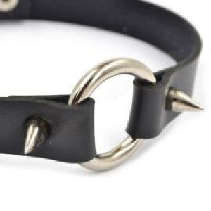  Gothic Punk Style Alloy Rivet Decoration Circle Pendant PU Leather Choker Collar Chocker International 32395044861 -  