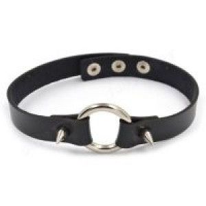  Gothic Punk Style Alloy Rivet Decoration Circle Pendant PU Leather Choker Collar Chocker International 32395044861 -  
