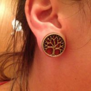     1Pair Wood Tree Of Life Double Flared Flesh Tunnel Ear Plugs Piercing Gauges Fashion Body Jewelry Wh International JA0021496 -  