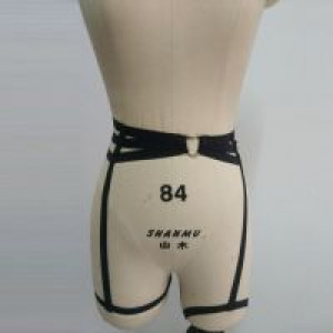 new rave wear pastel goth Suspender stocking Belt Black Gothic bust leg belt Caged women garterbelt International Suspender -  