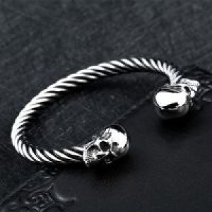  Double skull Bangle International BRG-012SI -  