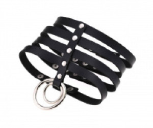   Bondage Gothic Wide 4 Layers Collar International BGW4LC-BLCK -  