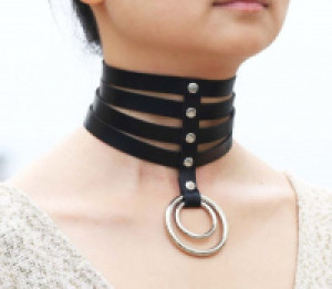   Bondage Gothic Wide 4 Layers Collar International BGW4LC-BLCK -  
