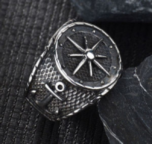      Retro Silver Anchor Rudder Ring International RSARR-095 -  