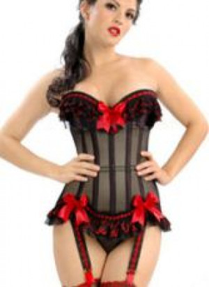  Red Bow Black Boning Corsets Dress International 2 A078 -  
