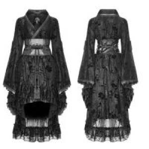  Flocking Printing Kimono Pyon Pyon WLQ-084LQF/BK -  