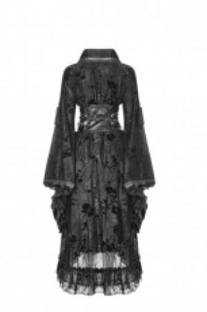  Flocking Printing Kimono Pyon Pyon WLQ-084LQF/BK -  