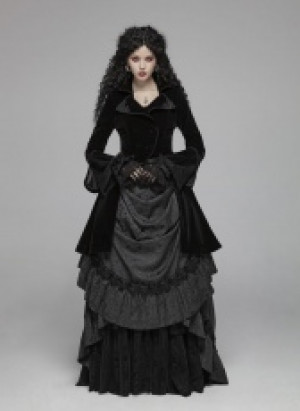 Gothic Lolita Medium Long coat Pyon Pyon WLY-089LCF/BK -  