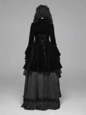  Gothic Lolita Medium Long coat Pyon Pyon WLY-089LCF/BK -  