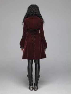  Gothic Lolita Medium Long coat Pyon Pyon WLY-089LCF/RD -  