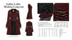  Gothic Lolita Medium Long coat Pyon Pyon WLY-089LCF/RD -  