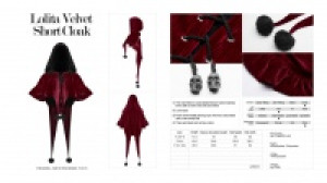  Lolita Velvet Short Cloak Pyon Pyon WLY-092DPF/RD -  