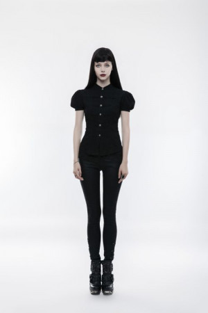   Steampunk Puff Sleeve Short Blouse - 