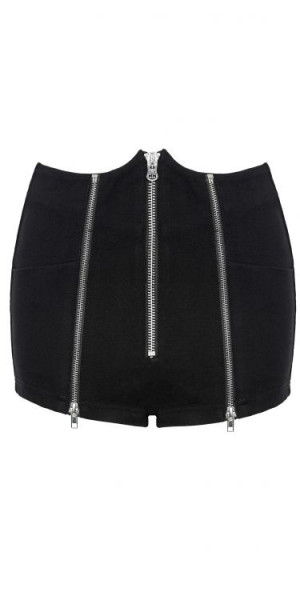  Punk fight fabric high waisted zipper short slim pants - 