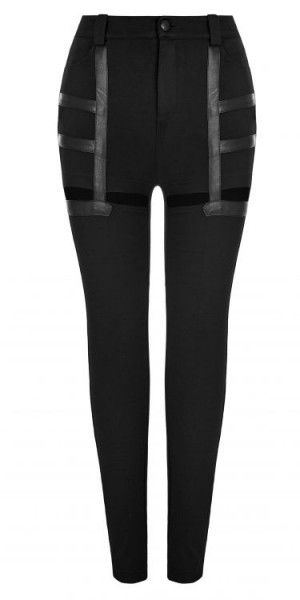  Daily Punk Hollow-out Stretch Pants - 