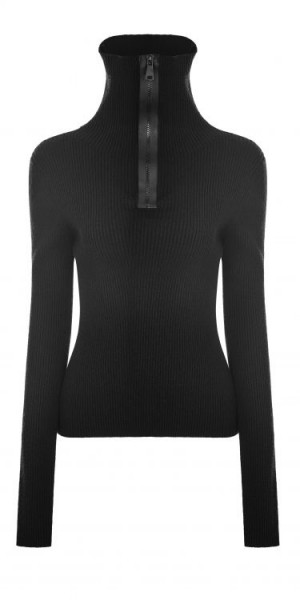  Zipper High Neck Sweater - 