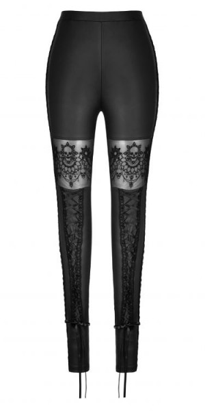 Gothic Skull Embroidered Leggings - 