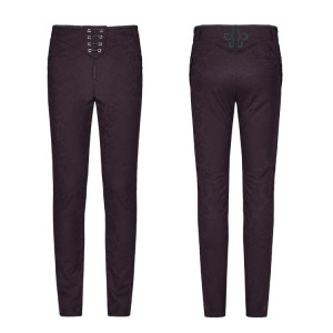  Gothic Floral Metal Swallow Black Suit Trousers - 