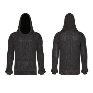  Punk Vintage Hooded Sweater - 