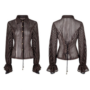     Steampunk transparent striped shirt /  - 