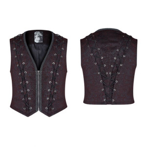  Goth Black and Red Vest - 