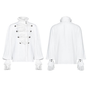  Gothic Partial Placket Lotus Leaf Loose Shirt - 