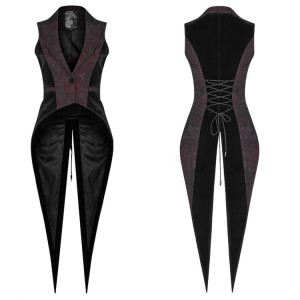  Gothic Red and Black Tuxedo Vest - 