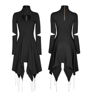  Gothic heart shape breast hollow out asymmetry hem laced dress - 