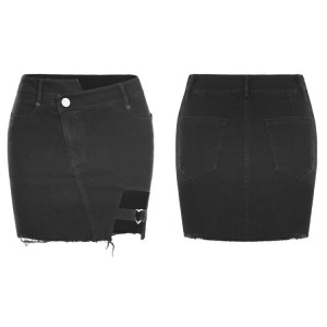  Dark Heart Shape Stretch Denim Skirt - 