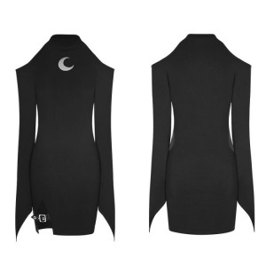  Gothic Strapless Shoulder Fork Dress - 