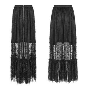  Gothic Zipper Lace Half Skirt - 