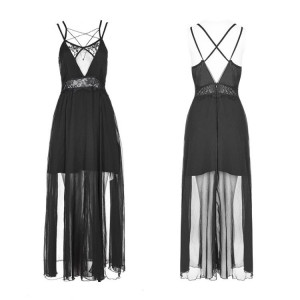  Goth Strap Lace Chiffon Dress - 