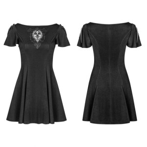  Palace Vintage Gothic Dress Embroidered Short Sleeve Dress - 