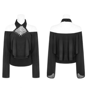  Geometrical Irregular Sexy Long T-shirt - 